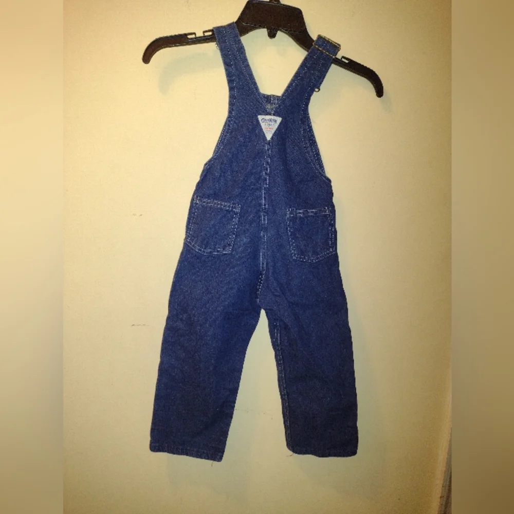 Vintage Yellow Label OshKosh B'gosh Vestbak Overalls Blue 4T Toddler USA Made